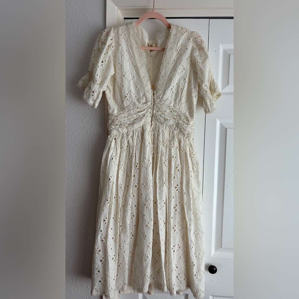Love the Label Abby Cream Lace Eyelet Midi Dress